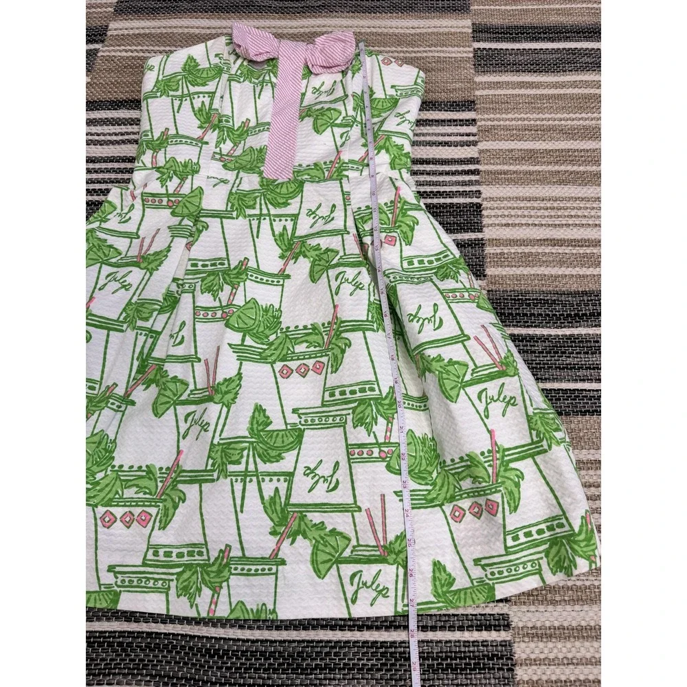 Lilly Pulitzer Dress Women's 4 Mint Julep Derby Strapless Bow Green Pink White - Picture 14 of 16